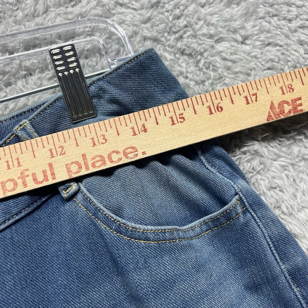 Halara Asymetrical Wide Leg Jeans Small Tall Blue Stretch Faded Baggy - Picture 11 of 13
